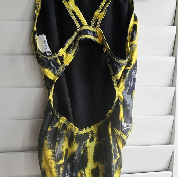 SPEEDO  Swimwear Swimsuit Sport Pro  black yellow size 10 - Picture 4 of 4